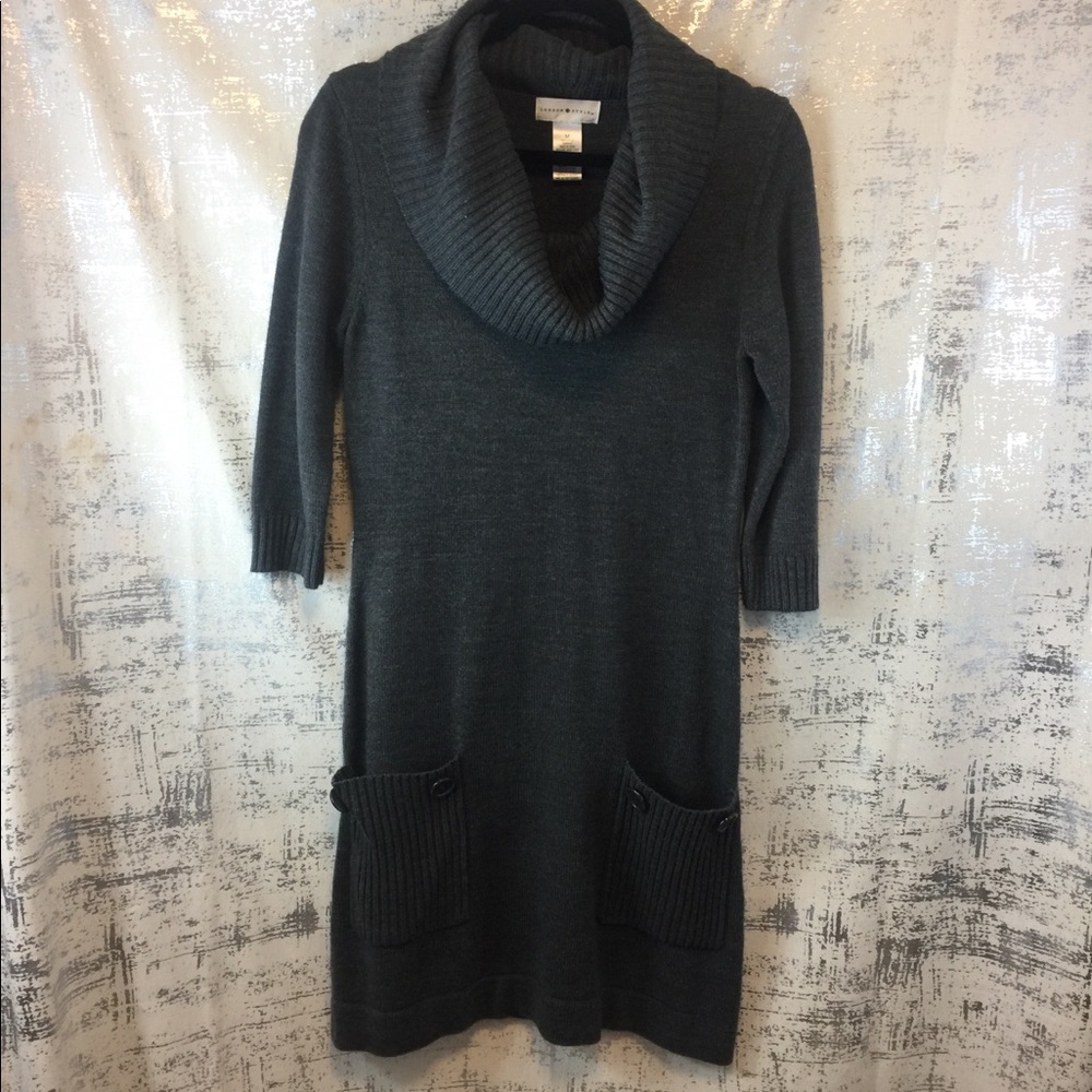 Cowl neck sweater dress